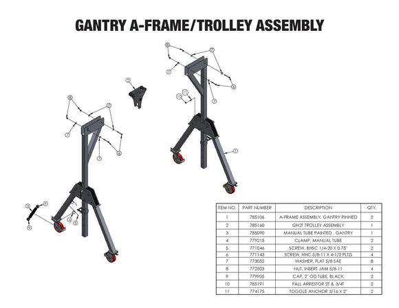 A-Frame Assembly, Gantry Pinned GH2T